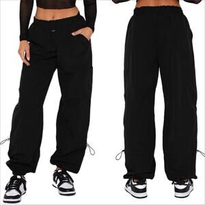 Oleg Cassini Black Drawstring Windbreaker Pants